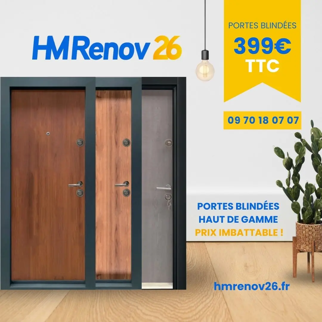 Publicité Meta Ads portes blindées HM Renov26, campagne conçue par Nuances Com', format feed