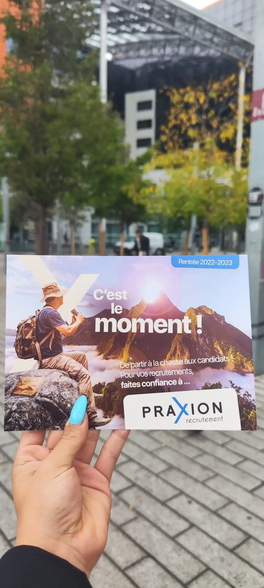 Carte de vœux personnalisée en publipostage, conçue par Nuances Com', Praxion Recrutement